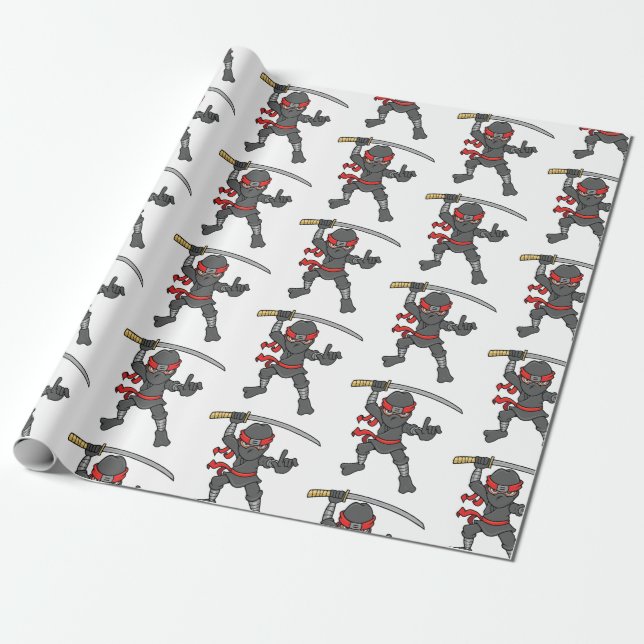Customizable Ninja Pattern Wrapping Paper (Unrolled)