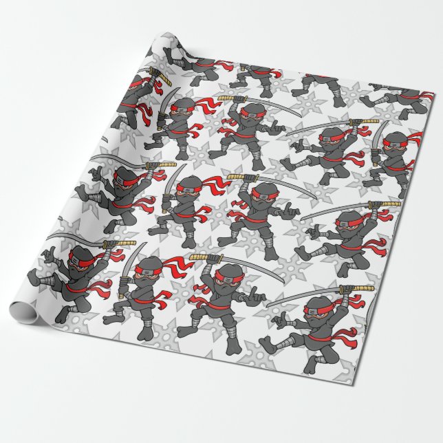 Customizable Ninja Pattern Wrapping Paper (Unrolled)
