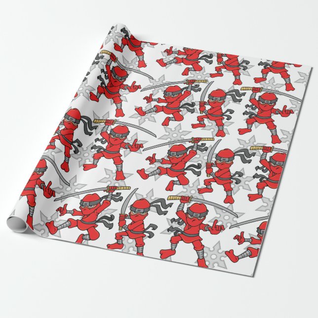 Customizable Ninja Pattern Wrapping Paper (Unrolled)