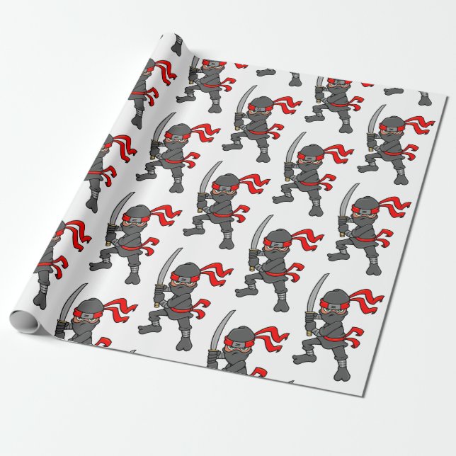 Customizable Ninja Pattern Wrapping Paper (Unrolled)