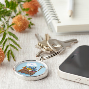 Customizable Noah’s Ark Baby Baptism, Boy Blue Keychain