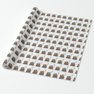 Customizable Noah’s Ark Baby Baptism, Boy Blue Wrapping Paper