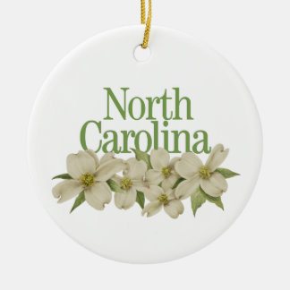 Customizable North Carolina Ornament with Dogwood