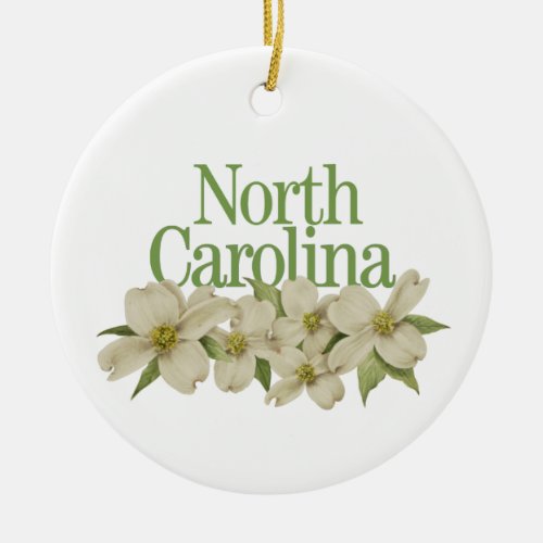 Customizable North Carolina Ornament with Dogwood