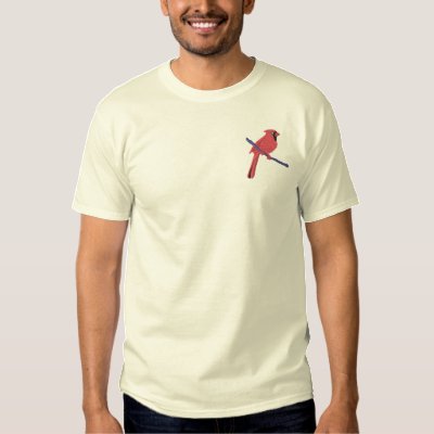 Customizable Northern Cardinal Embroidered T-Shirt