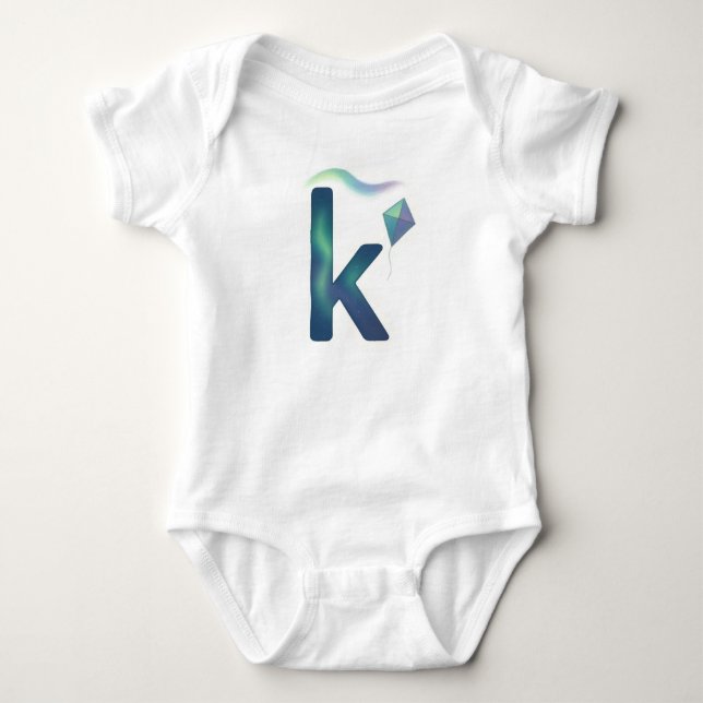 Customizable Northern Lights Letter K Kite  Baby Bodysuit (Front)