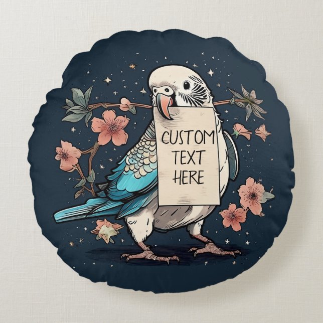 Customizable Note Budgie Throw Pillow (Front)
