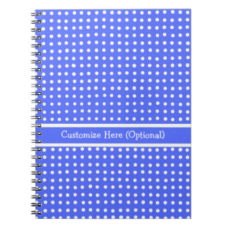 Customizable Notebook, Blue/White Polka Dots Notebook