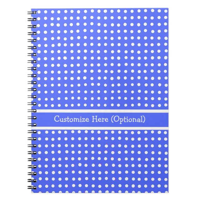 Customizable Notebook, Blue/White Polka Dots Notebook (Front)