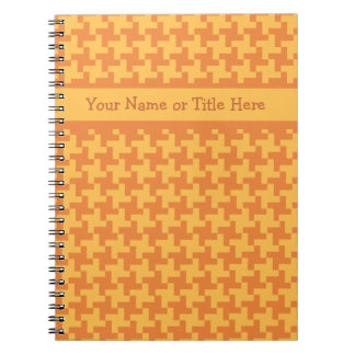 Customizable Notebook, Orange Dogstooth Check Notebook