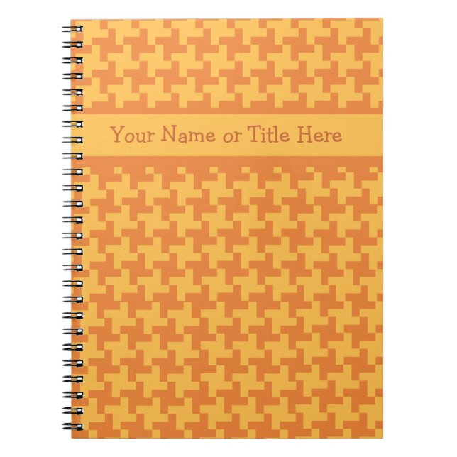 Customizable Notebook, Orange Dogstooth Check Notebook (Front)