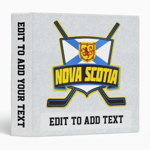 Customizable Nova Scotia Hockey Flag 3 Ring Binder