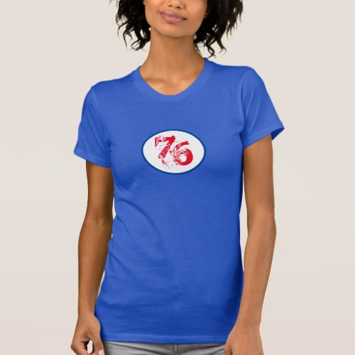 customizable number_76 red blue white design T_Shirt