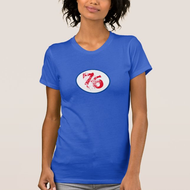 Customizable Number - 76  Red White & Blue U.S.A T-Shirt (Front)