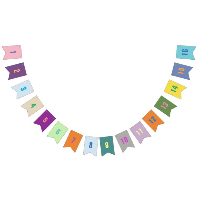 Customizable Numbers 1-16 on Colorful Flags (All)