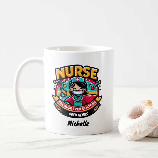 Customizable Nurse Hero Mug (With Donut)