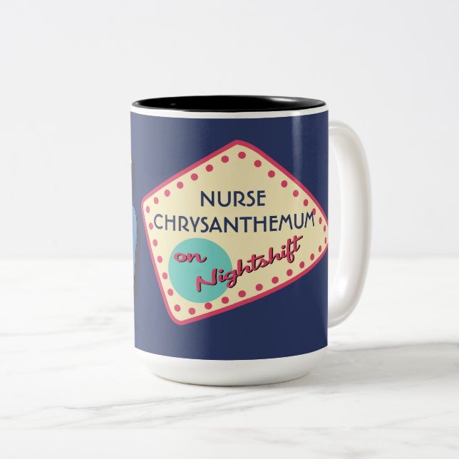 Customizable Nurse on Nightshift Two-Tone Coffee M Mug (Front Right)