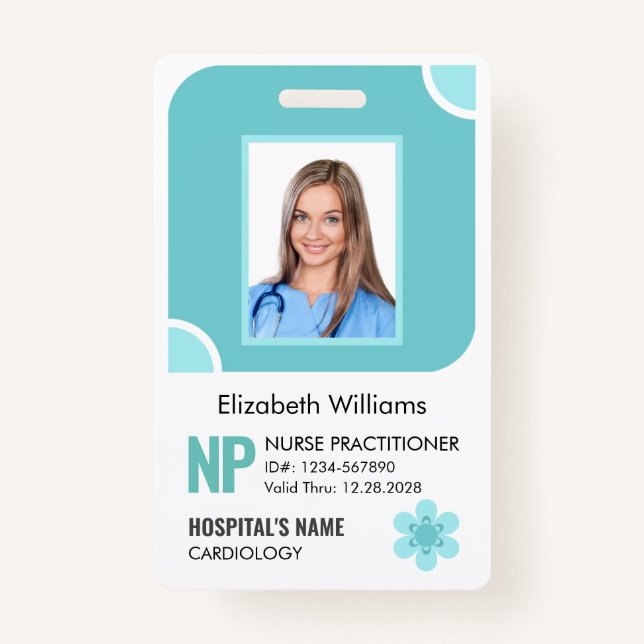 Customizable Nurse Practitioner Photo ID Security Badge (Front)