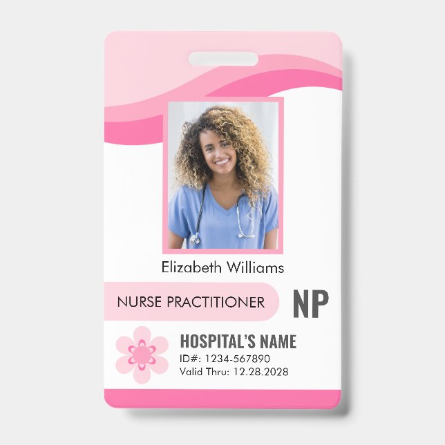 Customizable Nurse Practitioner Security ID Photo Badge (Front)