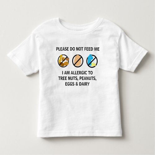 Customizable Nut Dairy Egg Allergy Alert Kids Toddler T_shirt