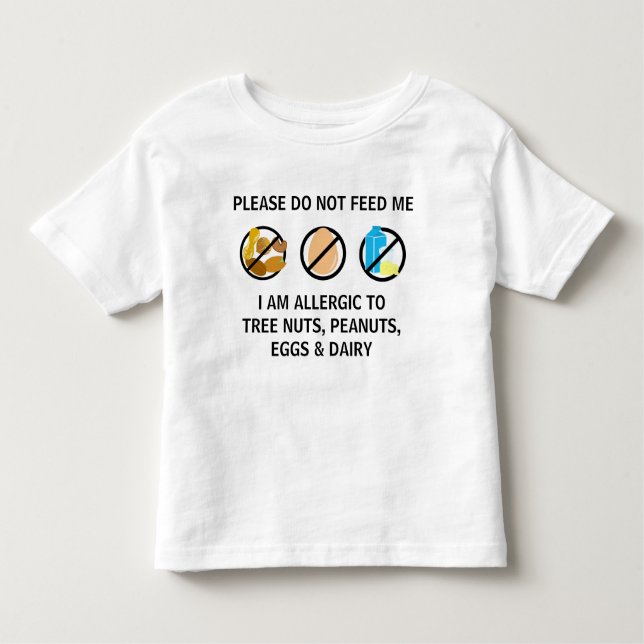 Customizable Nut Dairy Egg Allergy Alert Kids Toddler T-shirt (Front)
