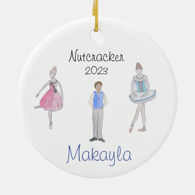 Customizable Nutcracker Fritz, Flower, Marzipan  Ceramic Ornament (Back)