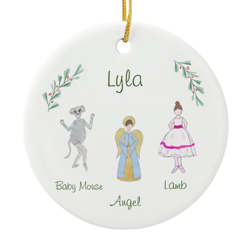Customizable Nutcracker Lamb/Baby Mouse/Angel Ceramic Ornament