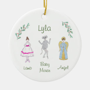 Customizable Nutcracker Lamb/Baby Mouse/Angel Ceramic Ornament