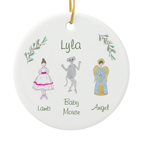 Customizable Nutcracker Lamb/Baby Mouse/Angel Ceramic Ornament