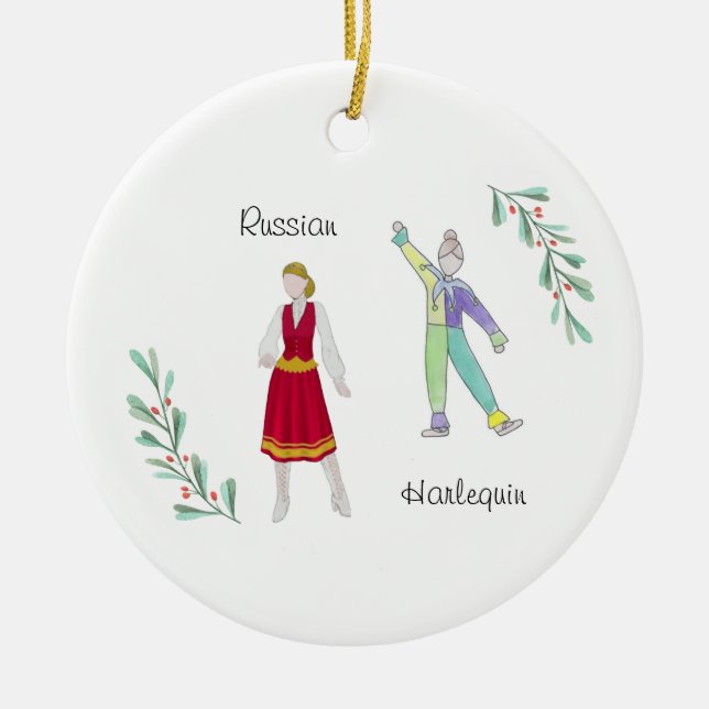 Customizable  Nutcracker Rusisian/Columbine Ceramic Ornament (Front)