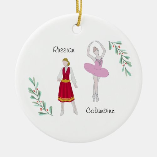 Customizable  Nutcracker RusisianColumbine Ceramic Ornament