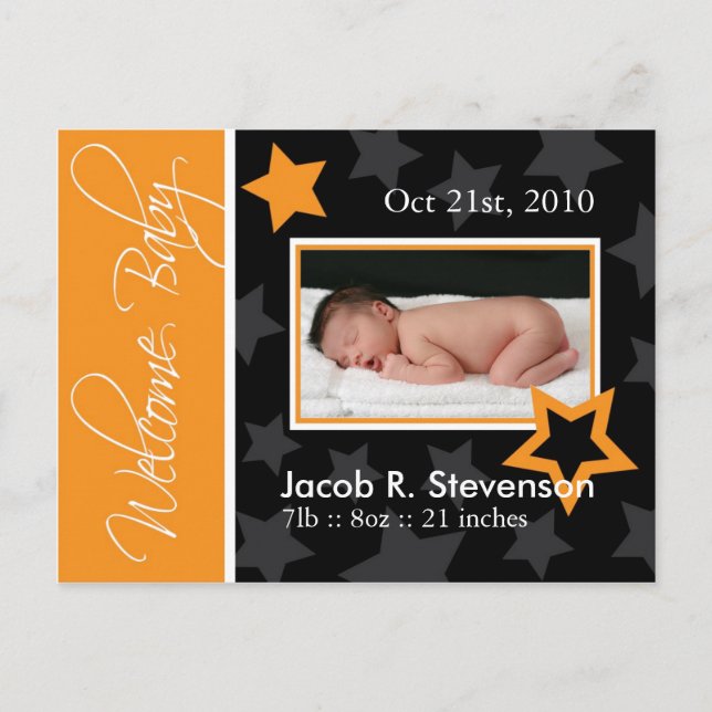 Customizable October Baby Birth Announcement (Front)