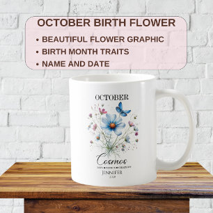 Customizable October Birthday Cosmos Flower Coffee Mug