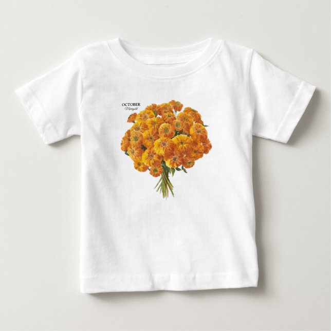 Customizable October Marigold Birthday Gift Baby T-Shirt (Front)
