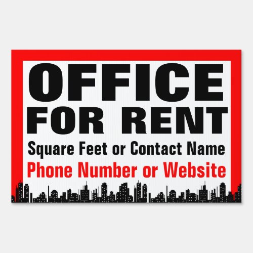 Customizable Office For Rent Sign  Yard Sign