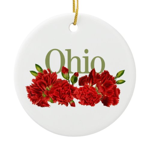 Customizable Ohio Ornament with Carnations