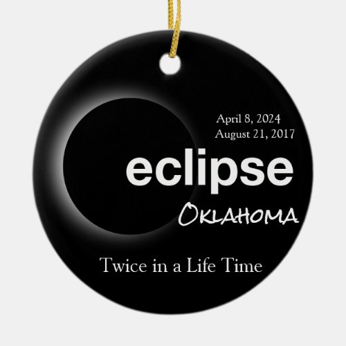 Customizable Oklahoma Solar Eclipse 2017 2024  Ceramic Ornament