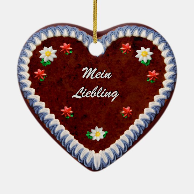 Customizable Oktoberfest Heart Ceramic Ornament (Back)