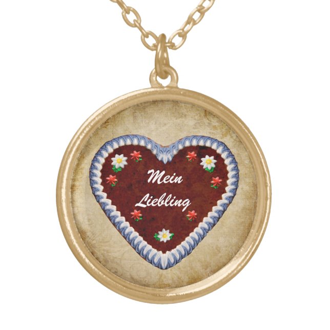Customizable Oktoberfest Heart Gold Plated Necklace (Front)