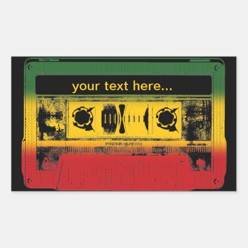 Customizable Old School Reggae Cassette Rectangular Sticker