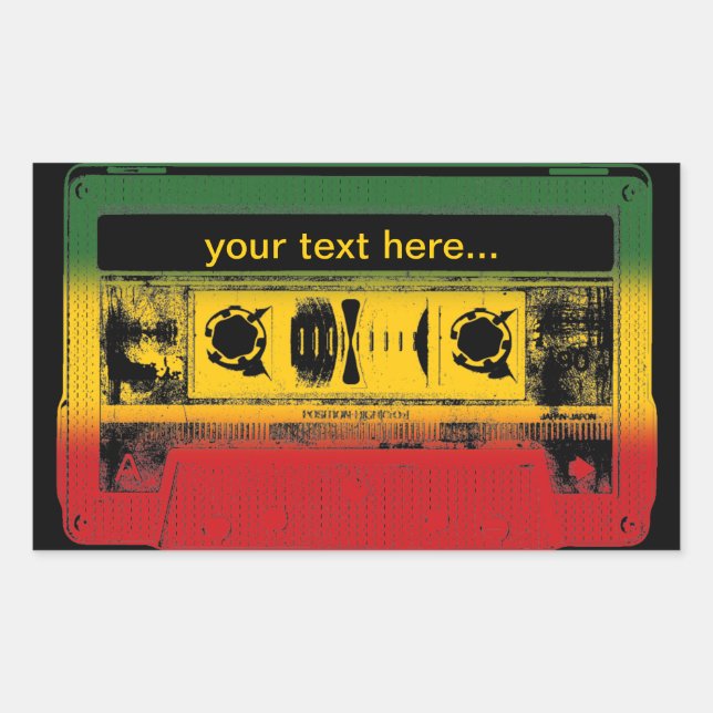 Customizable Old School Reggae Cassette Rectangular Sticker (Front)