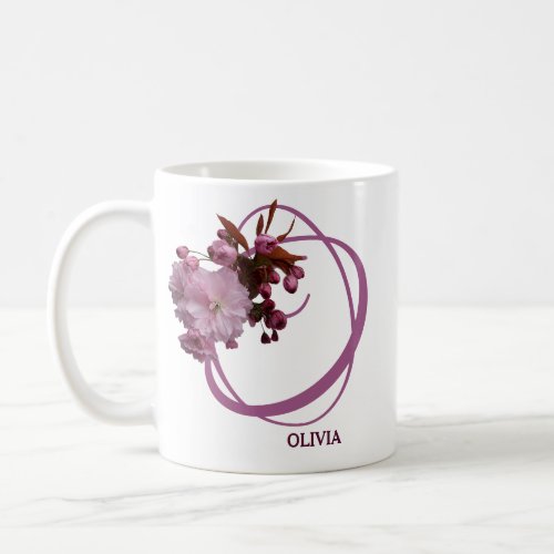 Customizable Olivia name pink rose flowers boho  Coffee Mug