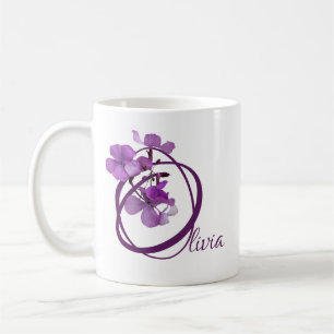 Customizable Olivia name pretty purple floral cute Coffee Mug