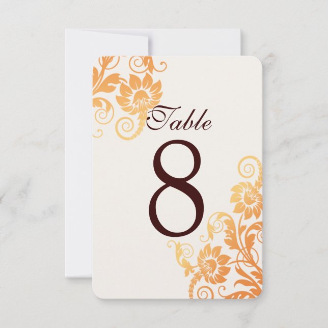 Customizable Ombre Fall Table Number Cards (Front)