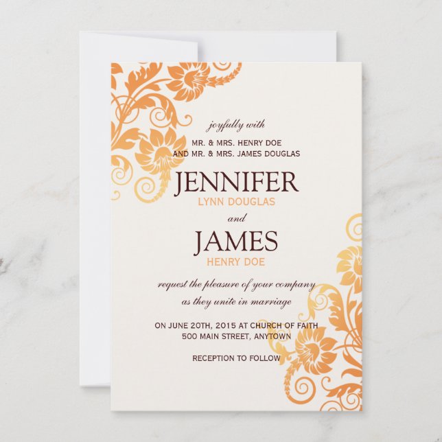 Customizable Ombre Fall Wedding Invitations (Front)