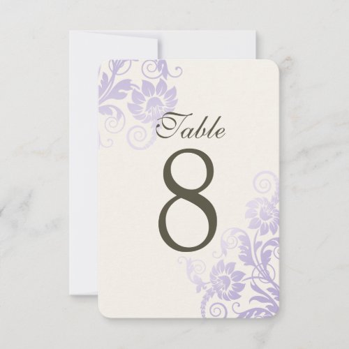 Customizable Ombre Lilac Table Number Cards