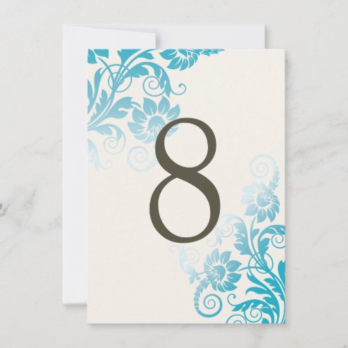 Customizable Ombre Teal Table Number Cards