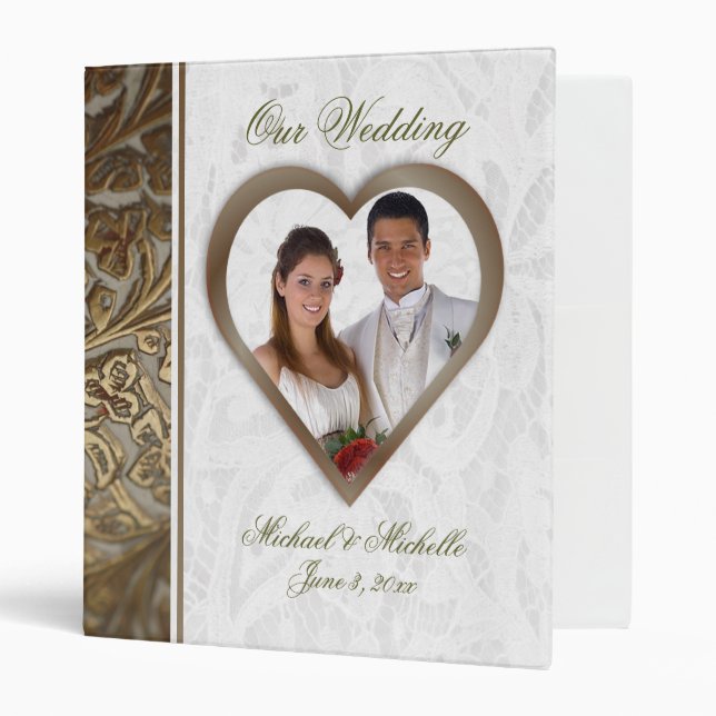 Customizable One Inch Photo Wedding Album 3 Ring Binder (Front/Inside)