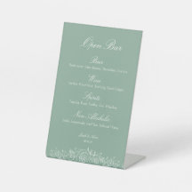 Customizable Open Bar Sign Sage Florals