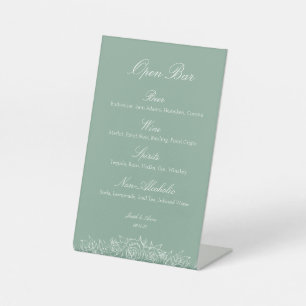 Customizable Open Bar Sign Sage Florals